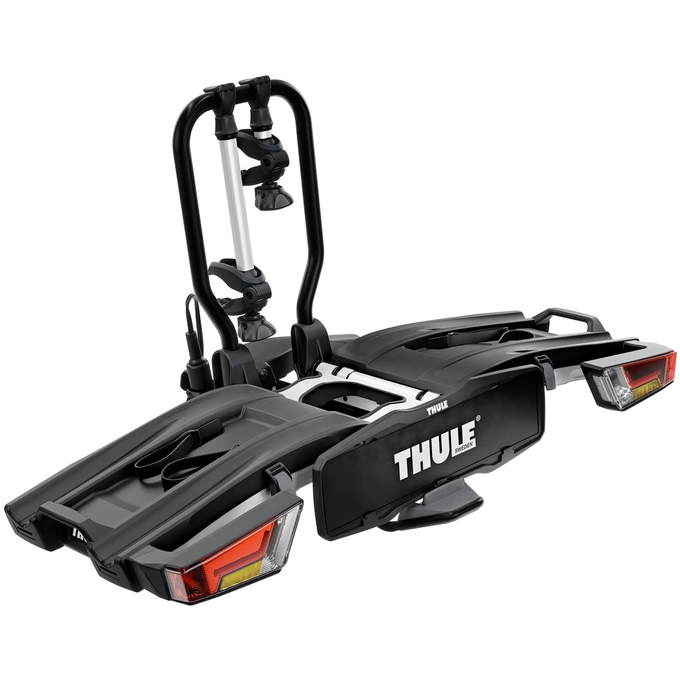 Thule EasyFold XT 2-bike towball carrier with AcuTight torque knobs 13-pin - charged-ebikes